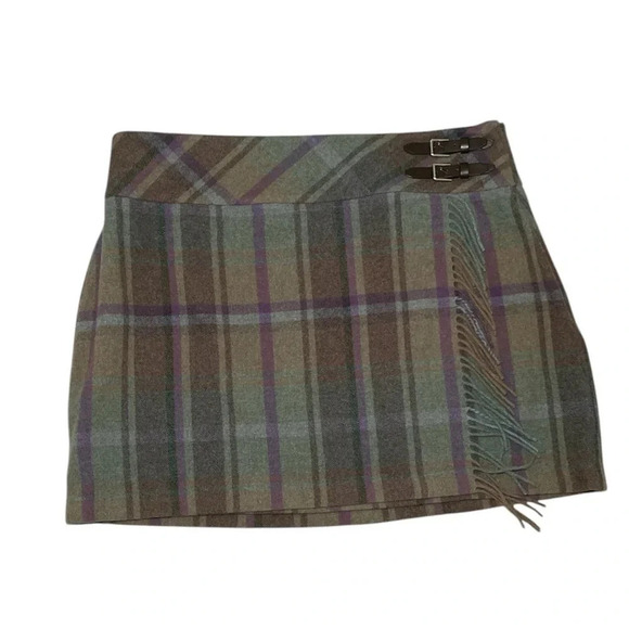 Lauren by Ralph Lauren plaid fringe  trim mini skirt sz 16 W - Picture 1 of 8